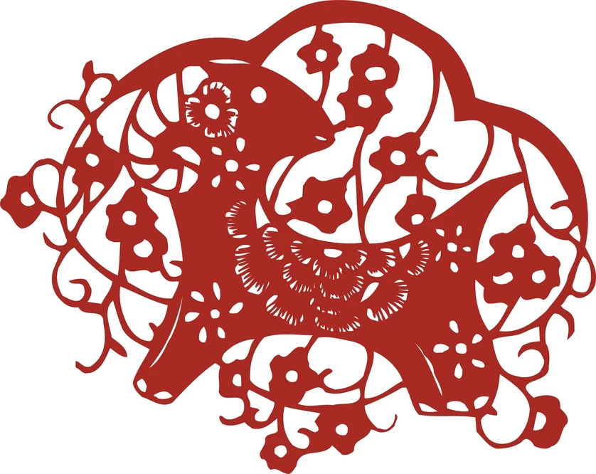 中国风中式传统喜庆民俗人物动物窗花剪纸插画边框AI矢量PNG素材【1528】